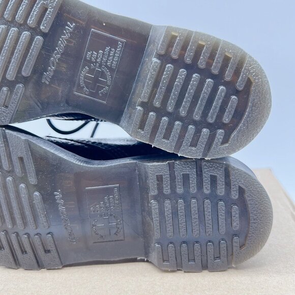 Dr. Martens 1460 8-Eye Lace Up Combat Boots Black Distressed Patent Leather US 6 - Picture 11 of 12